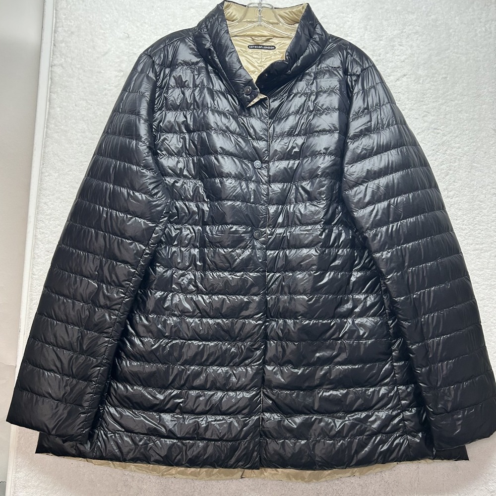 Cotes Of London Womens Size 2XL Reversible Black Beige Knightsbridge Down Jacket